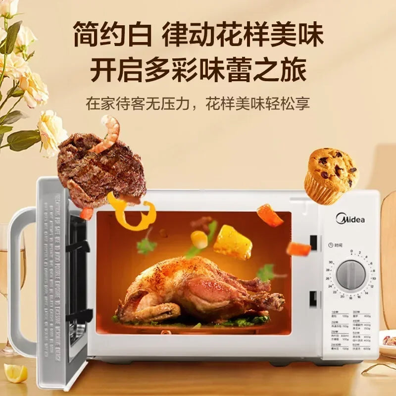 Household Microwave Oven: 20L Small Size, Multi-Functional with Turntable & Mechanical Side-Pull Design