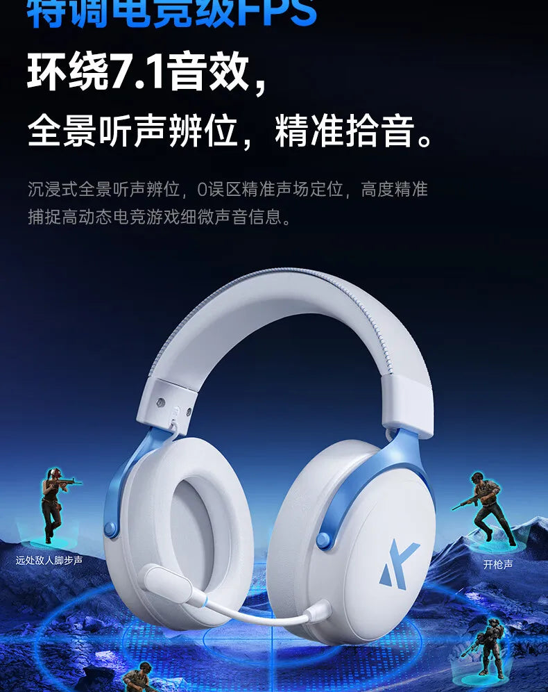 Newly Upgraded MCHOSE V9 Pro Over-Ear Gaming Headset with Four-Mode Connectivity Long Battery Life for Gaming and Entertainment