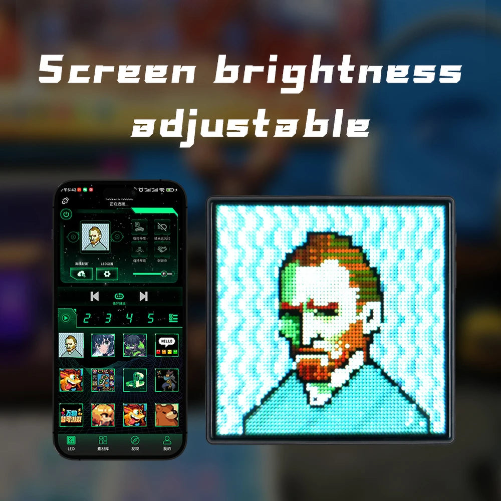 64x64 Pixel Screen Smart LED Pixel Display with APP Control Programmable Night Light DIY Options Animation For Home Bedroom Bar