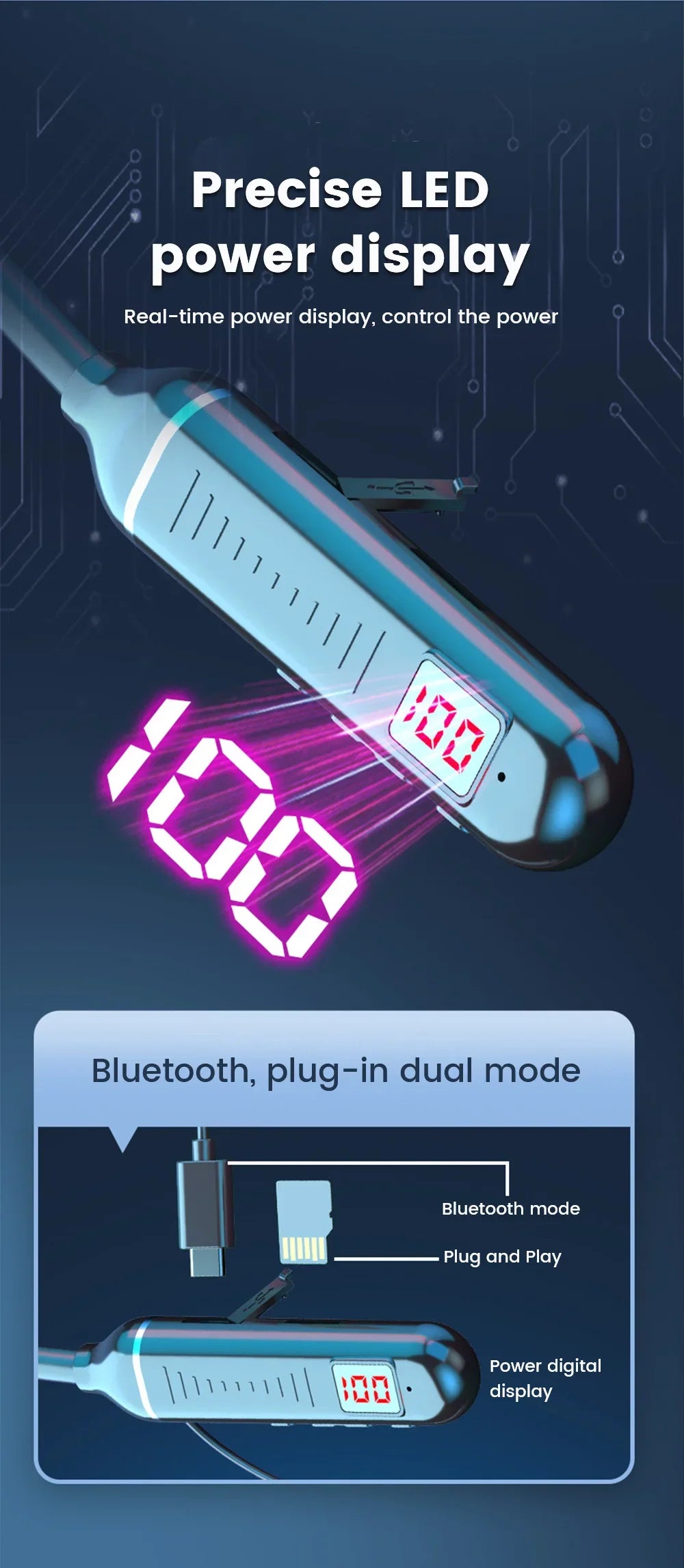 HyperWave 5.3 Wireless Neckband Gaming Earphones - LED-powered sound