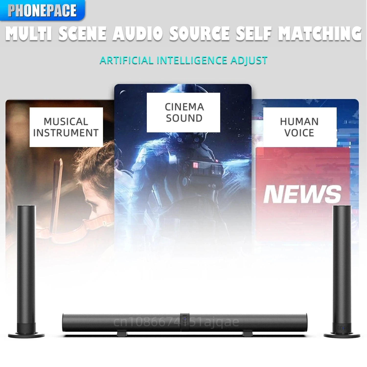 PHONEPACE TV Sound Bars Detachable 2 in 1 Bluetooth 5.3  2.2 Channel TV Speaker for Surround Sound System Optical/Aux/USB