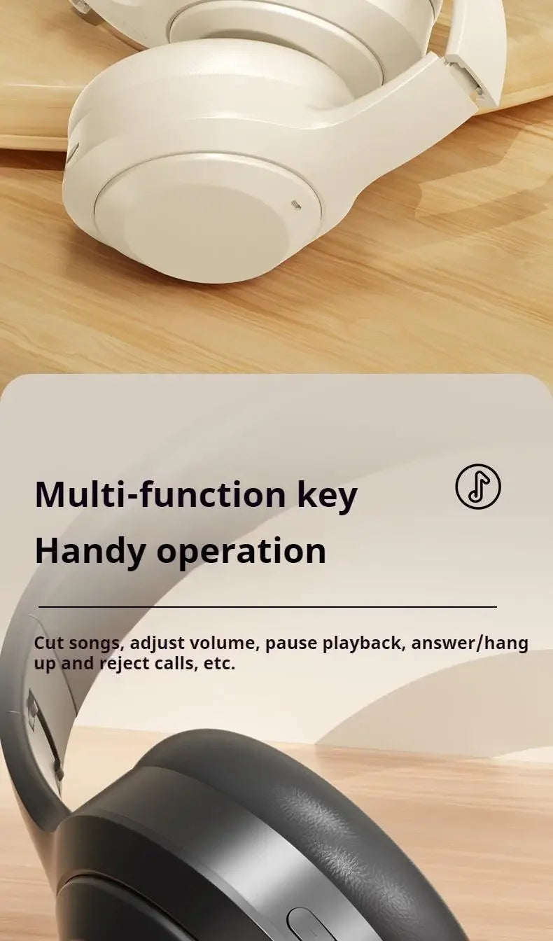 Wireless Headphones Bluetooth 5.1 Over Ear HIFI Stereo Headsets True Active Noise Cancelling Tf Card Support Type-c HD Mic Gifts