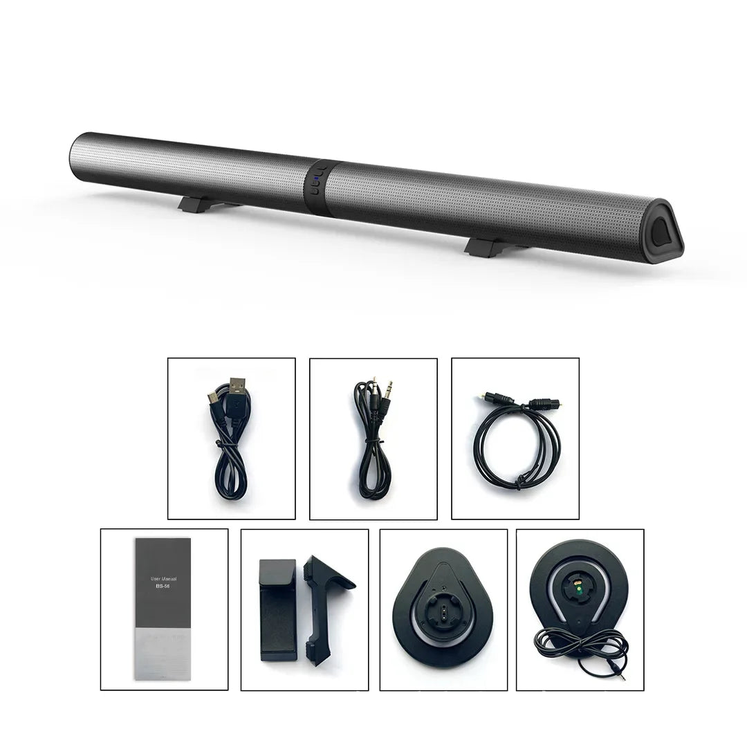 120W BS-56 TV Bluetooth Speakers AUX/BT/OPT Connections Soundbars With 2-in-1 Detachable Home Cinema Sound System FM Soundbar