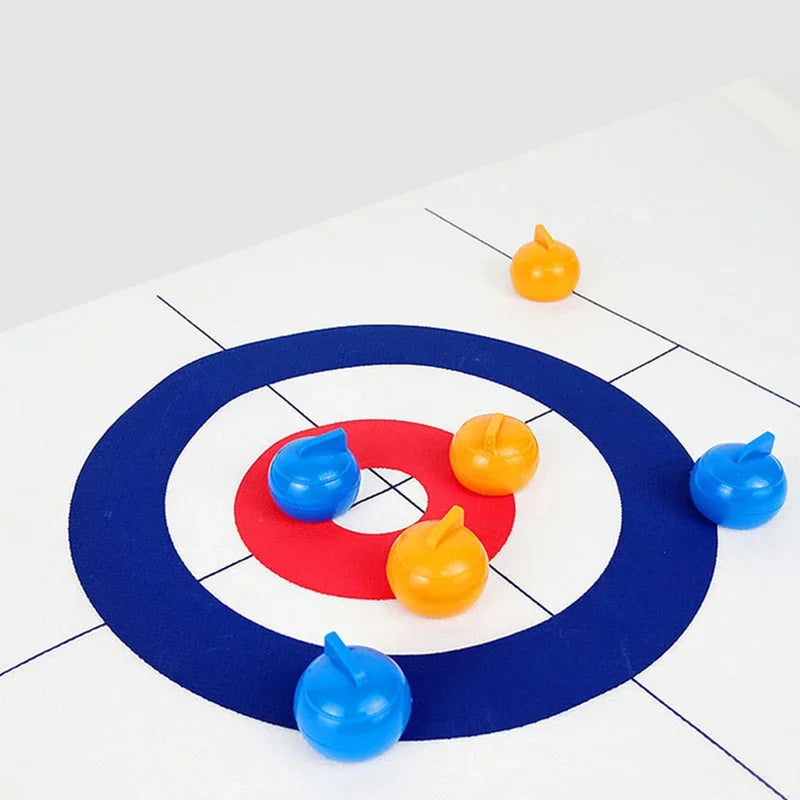 Family Fun Board Games for Kids & Adults: Tabletop Curling Game with 8 Rollers & Shuffleboard Pucks!