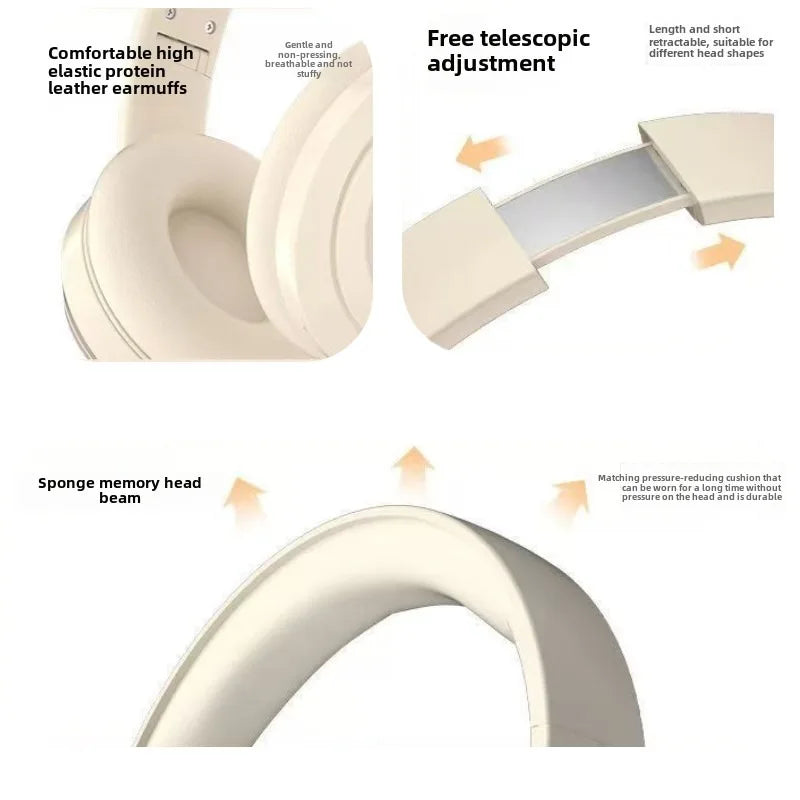 Wireless Headphones Bluetooth 5.1 Over Ear HIFI Stereo Headsets True Active Noise Cancelling Tf Card Support Type-c HD Mic Gifts