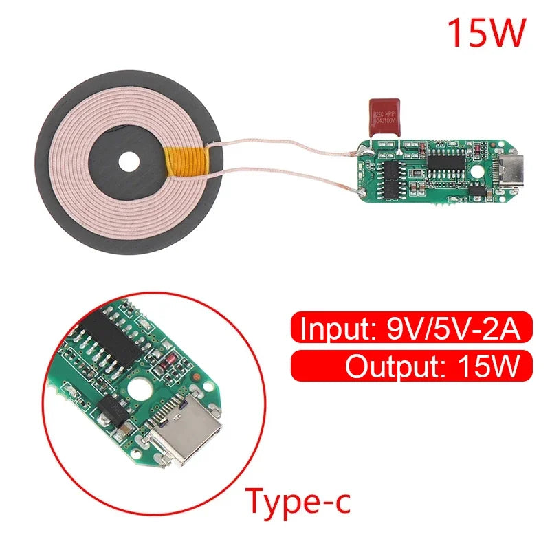 5W/10W/15W Wireless Power Supply Module Wireless Charger Module Transmitter Receiver Terminal Circuit Board Module for DIY Phone