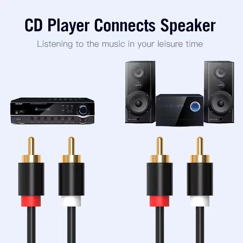 RCA Stereo Audio Cable 2RCA to 2RCA Male to Male Aux Audio Cables for HDTV Home Theater DVD Amplifier Speaker HIFI Dual RCA Cord