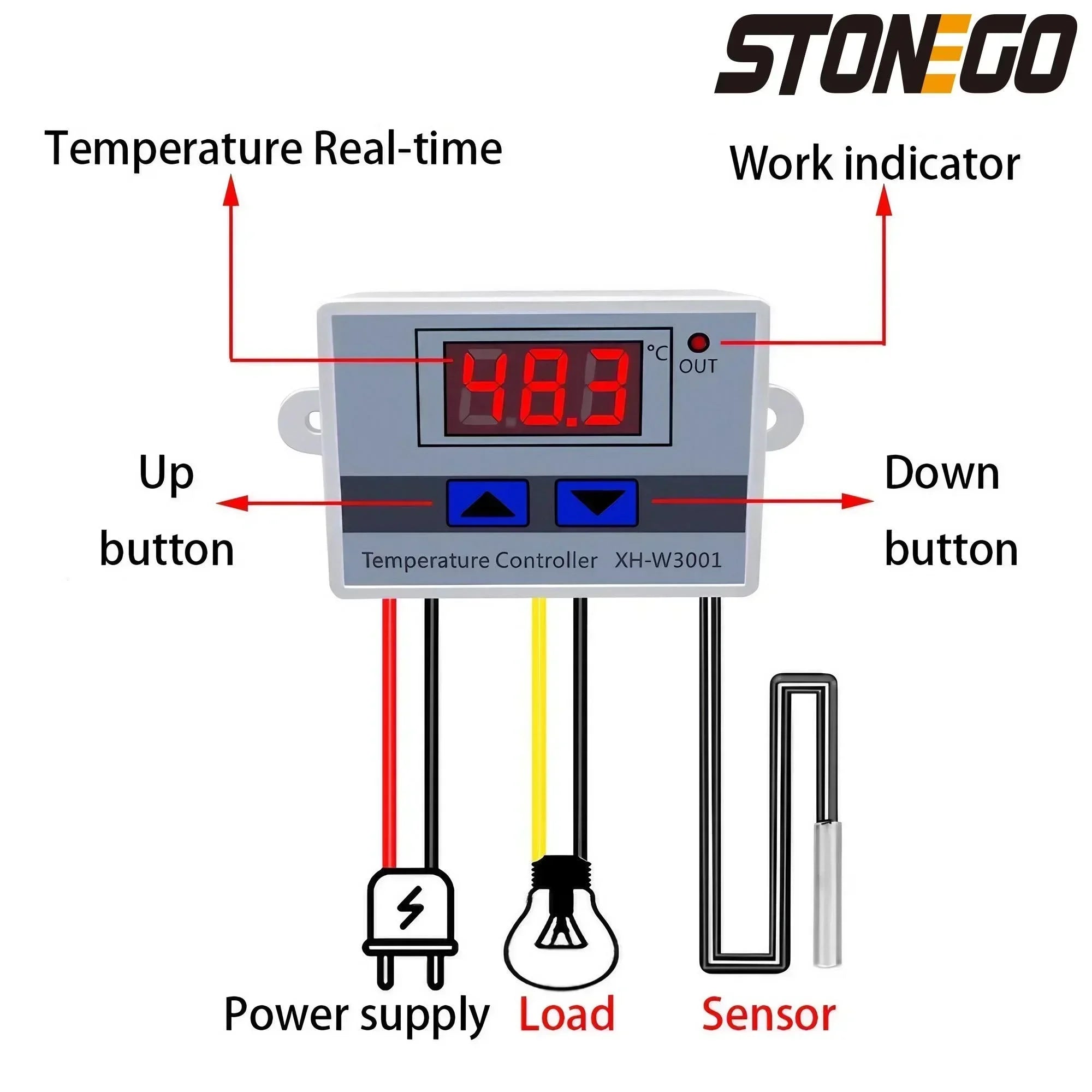 STONEGO W3001 Digital Thermostat - Microcomputer Temperature Control Switch, Thermoregulator for Precise Temperature Management