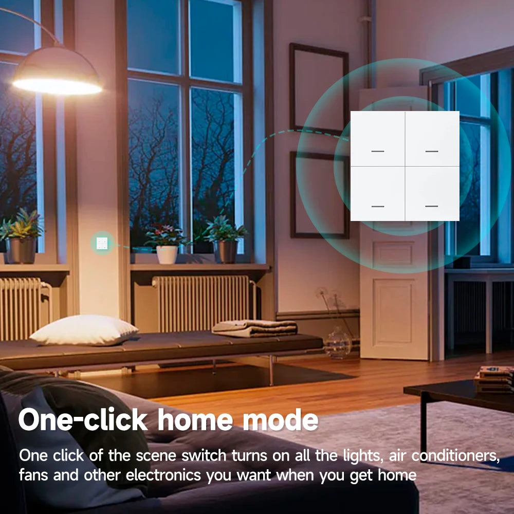 Zigbee 3.0 Wireless Smart Scene Switch Push Button 4 Gang 12 Modes Home Automation Scenario Controller Works With Tuya Devices