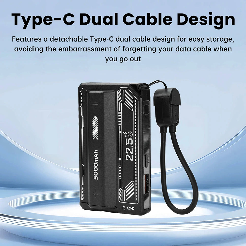 PD20W Power Bank Case High-Capacity 21700 Battery Case Fast Charging Built-in Cable Detachable DIY Power Bank Box
