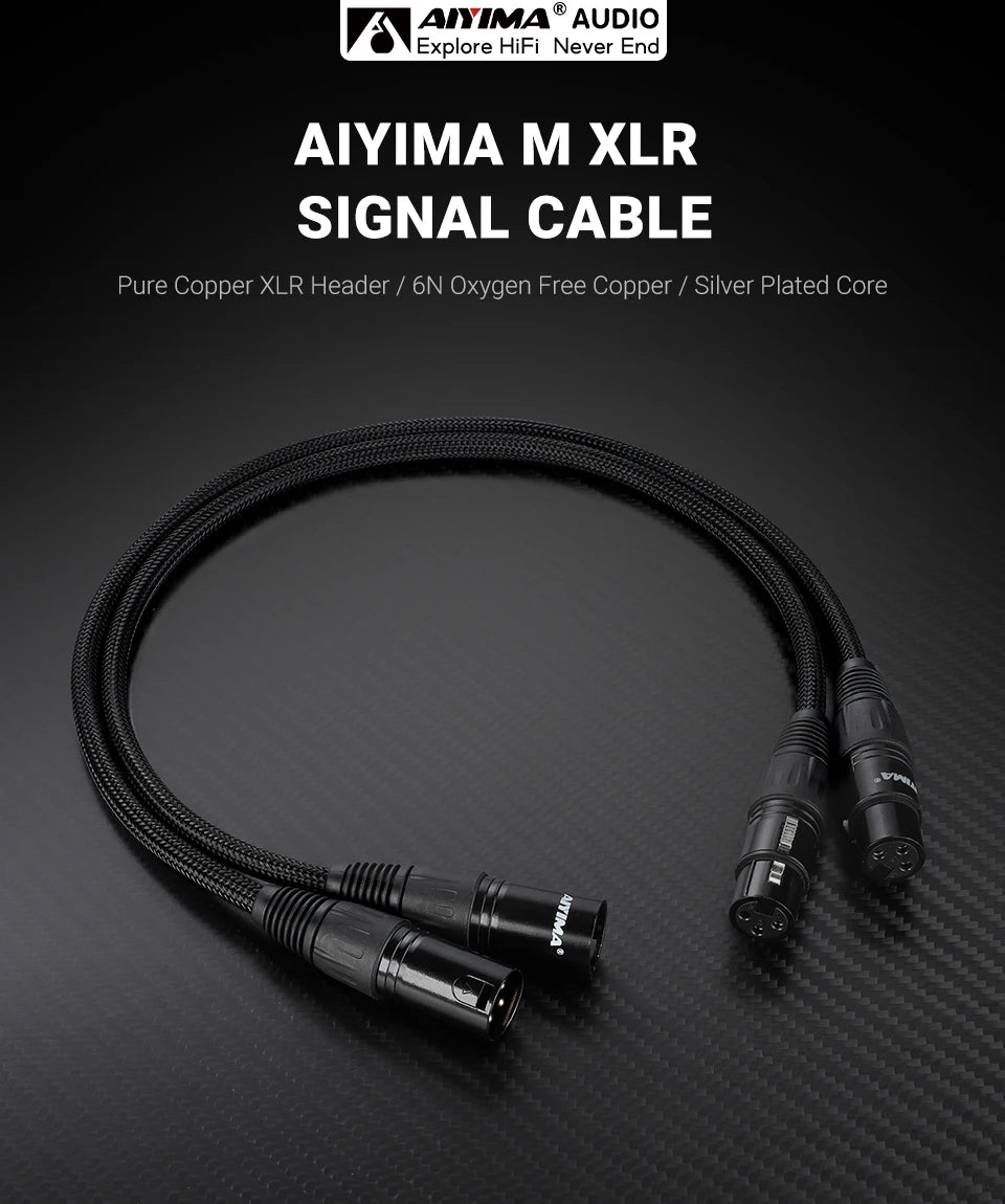 AIYIMA 1Pair 0.5m XLR Cable 6N OFC Male to Female Microphone Extension Cables for Amplifiers Balanced cable Cannon for T20 A70
