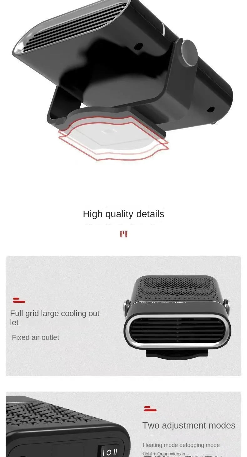 Car Heater Fan 12V/24V Car Heater Electric Cooling Heating Auto Windshield Defroster Defogging Demister Car Anti-Fog Heater