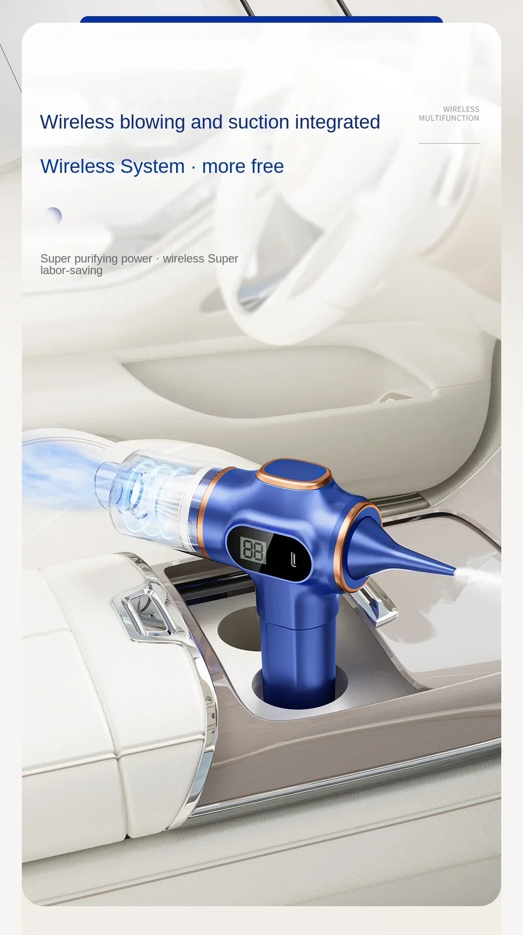 9500000Pa Automobile Vacuum Cleaner 5 in1 Wireless Vacuum Cleaner Car Handheld Strong Dust Collector Car Office Home Appliances
