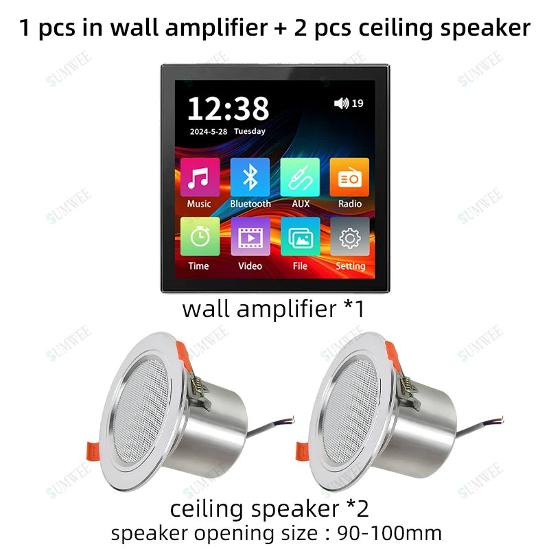 Audio power Amplifiers bluetooths touch screen Background music controller AUX FM Radio home theater systems sound control panel