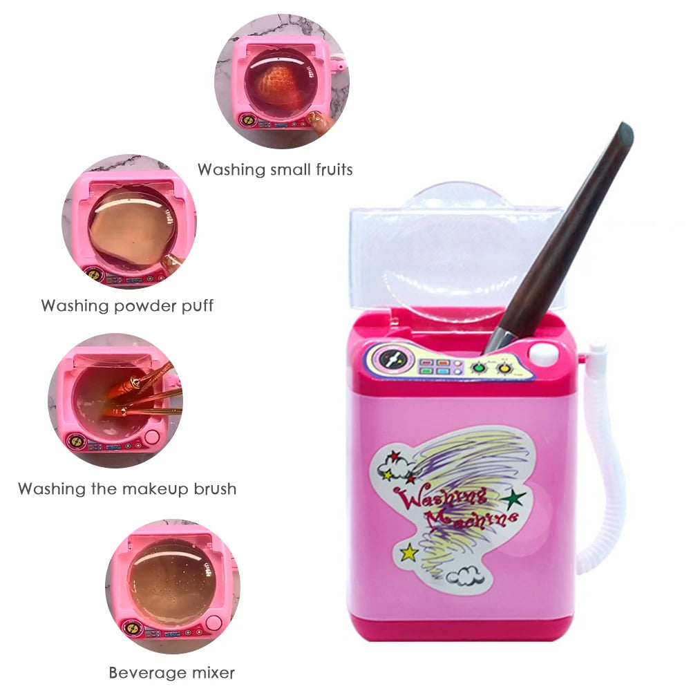 Washing Machine Toy Mini Electric Makeup Brush Cleaner Automatic Cleaning Washing Machine Play Home Toy Coffee Mixer