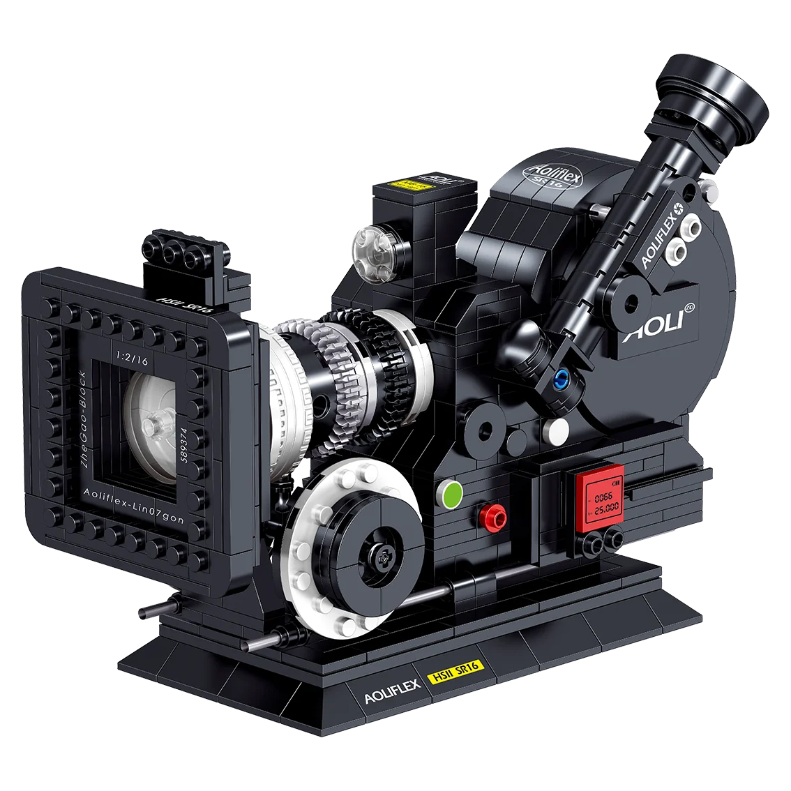 Retro Camera Building Blocks with Theatre Scene Toys LED Light Stage, Nostalgic Camera, Home Office Decor, Perfect Gift for Kid