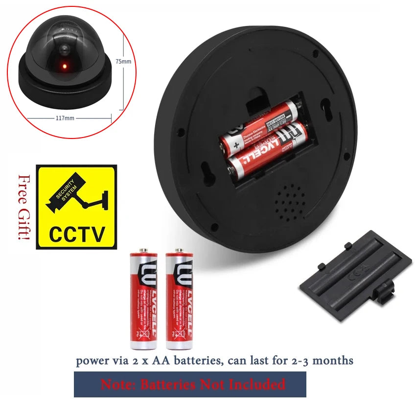 Creative Flashing Led Fake Camera Black Plastic Dome CCTV Dummy Camera Surveillance Security System Power Via AA Battery