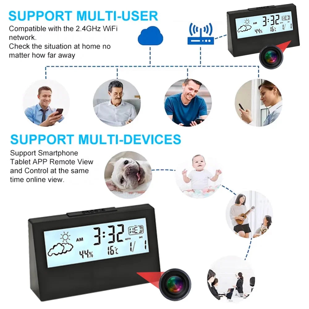 4K WiFi Clock Camera with Motion Detection | Remote Live View via App | Home & Office Smart Security Recorder