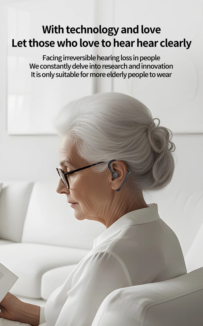 New Compact Lightweight Single Rechargeable Headphones Noise Cancelling Feature Ear-hook Earbuds Suitable For The Elderly