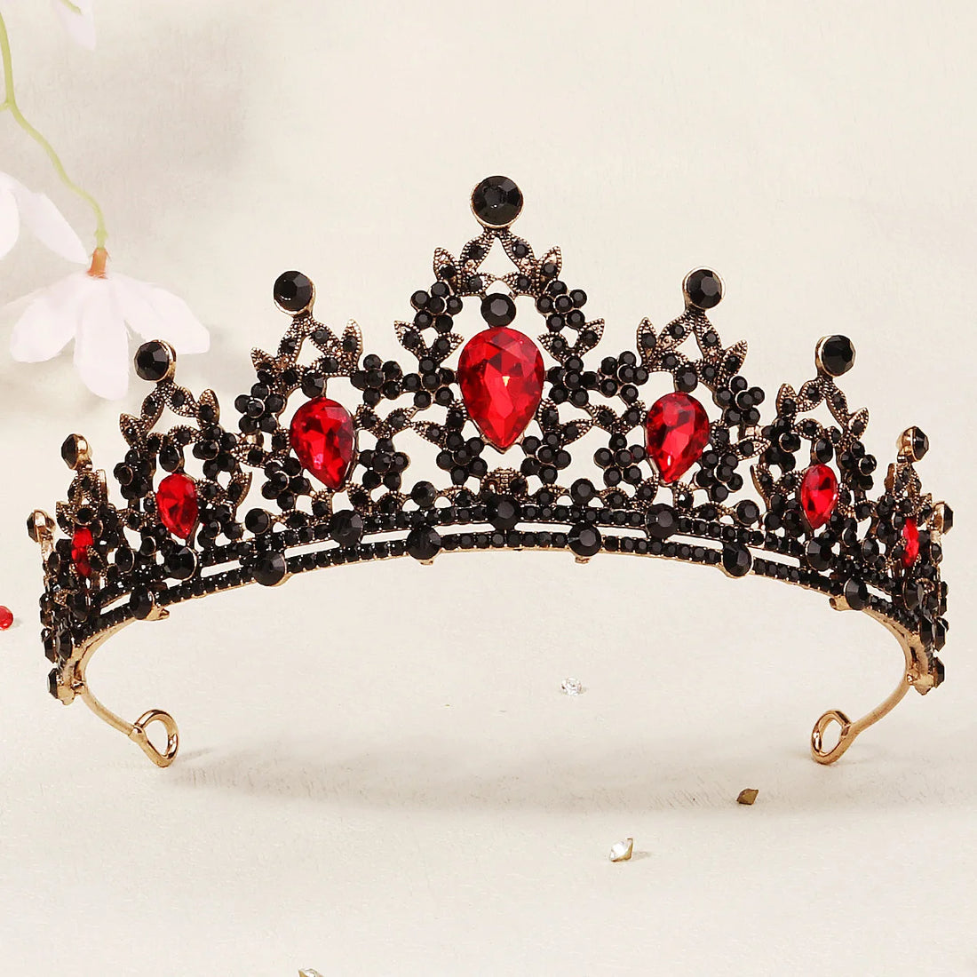 Red Luxury Bridal Wedding Crown Handmade Rhinestone Elegant Tiara Halloween Red Collection Hairbands Headpieces Accessories