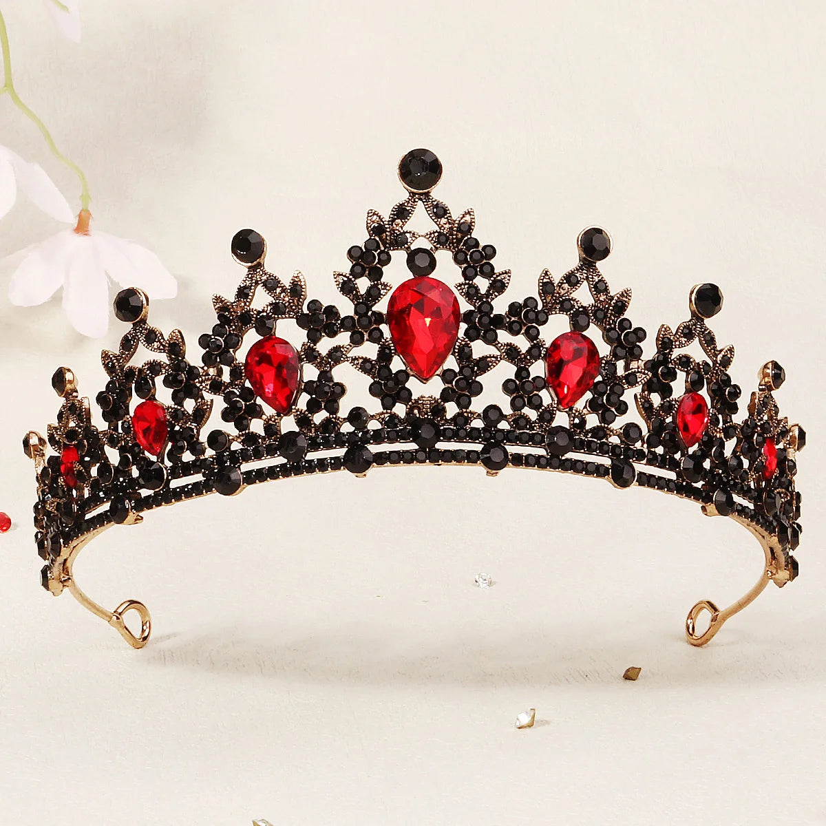 Red Luxury Bridal Wedding Crown Handmade Rhinestone Elegant Tiara Halloween Red Collection Hairbands Headpieces Accessories