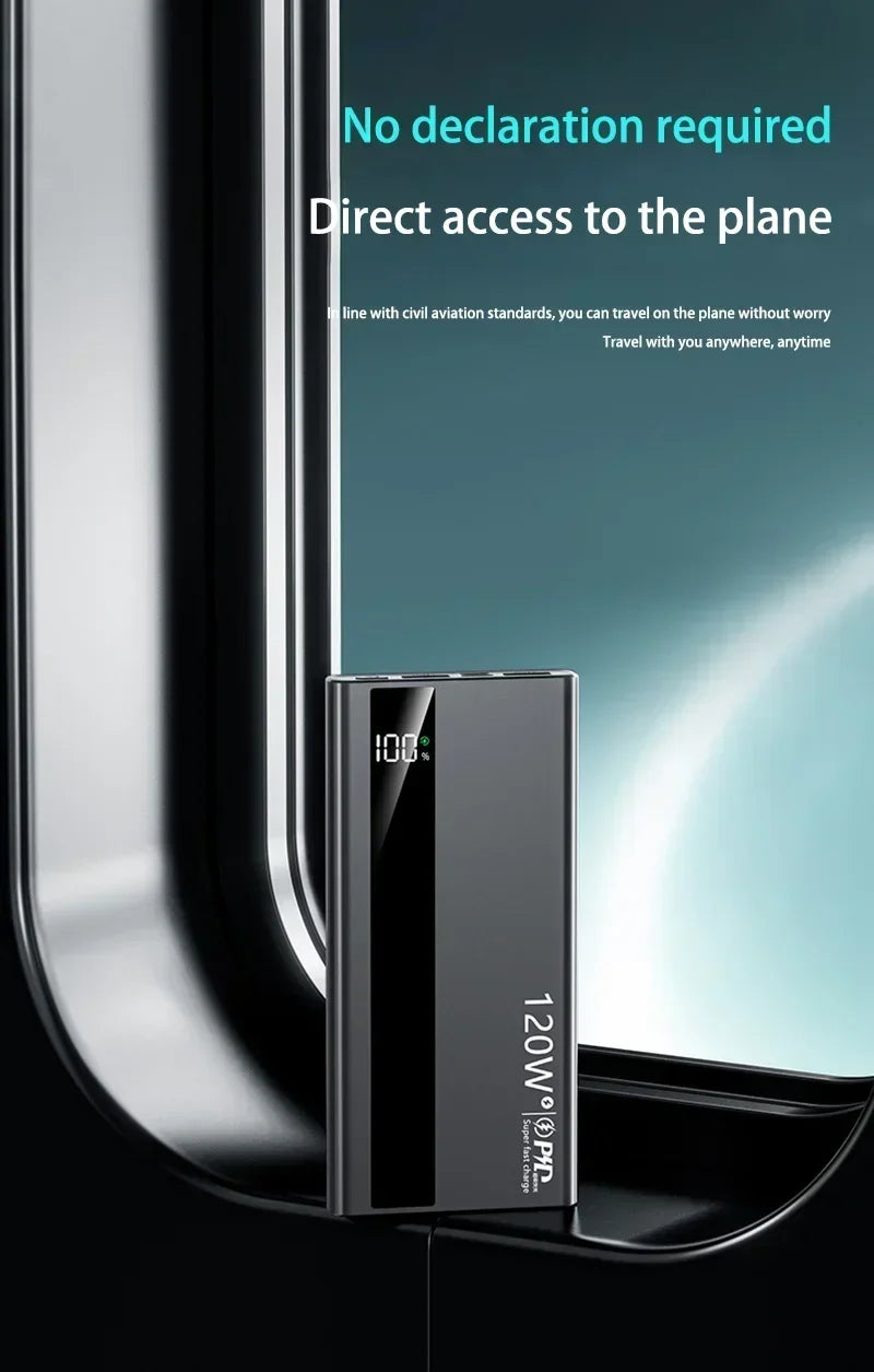 120W Fast Charging Power Bank 500000mAh High Capacity External Battery Digital Display Portable Power Bank For Iphone17 Xiaomi17