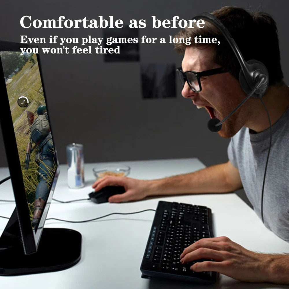 Universal Call Center Headphones 3.5mm Wired Gaming Business Single-Sided Headset with Mic Telephone Operator Earphones