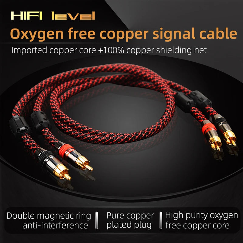 Hi-Fi Fine RCA Cable High Quality 4N OFC HIFI 2RCA-2RCA Male to Male Audio Cablemain core independent shielding One pair