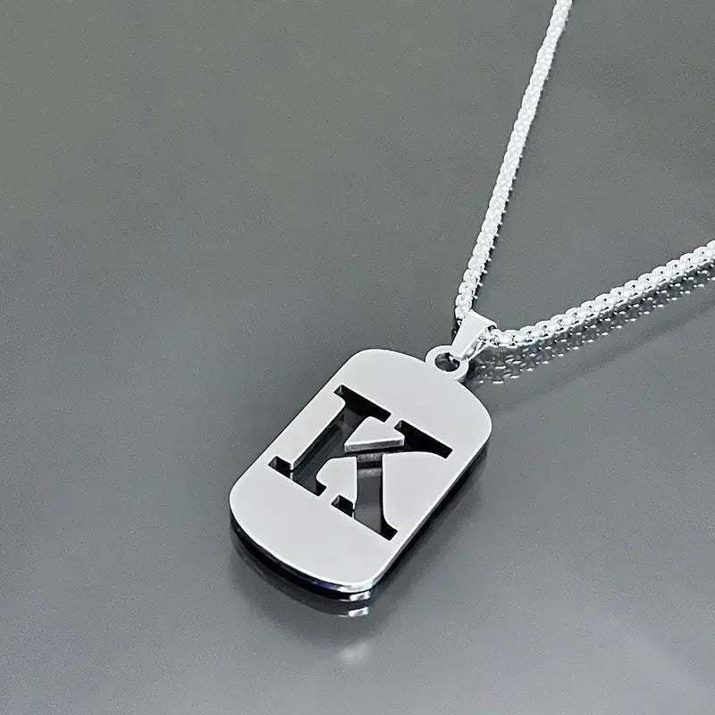Fashion Punk A-Z Initial Tag Letter Stainless Steel Pendant Necklaces for Men Women Wholesale Jewelry Lot Collar Jewelry Goth
