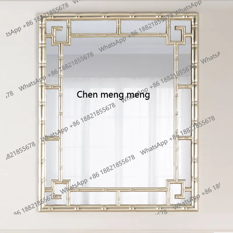 Chinese art bamboo decorative mirror French bathroom wall hanging bathroom mirror American square