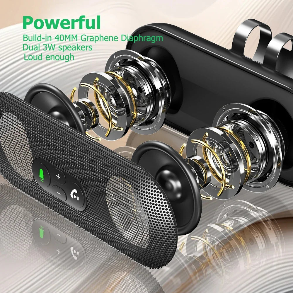 Bluetooth 5.4 Car Kit Handsfree Dual 3W Speakerphone Sun Visor Speaker Mp3 Player Wireless Music Receiver With Voice Assistant
