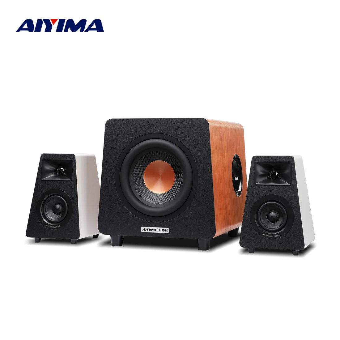 AIYIMA 2.1 Channel Bluetooth Speaker + 800X Subwoofer Hifi Home Sound Theater Wood Speakers Combination DIY Bookshelf Speakers