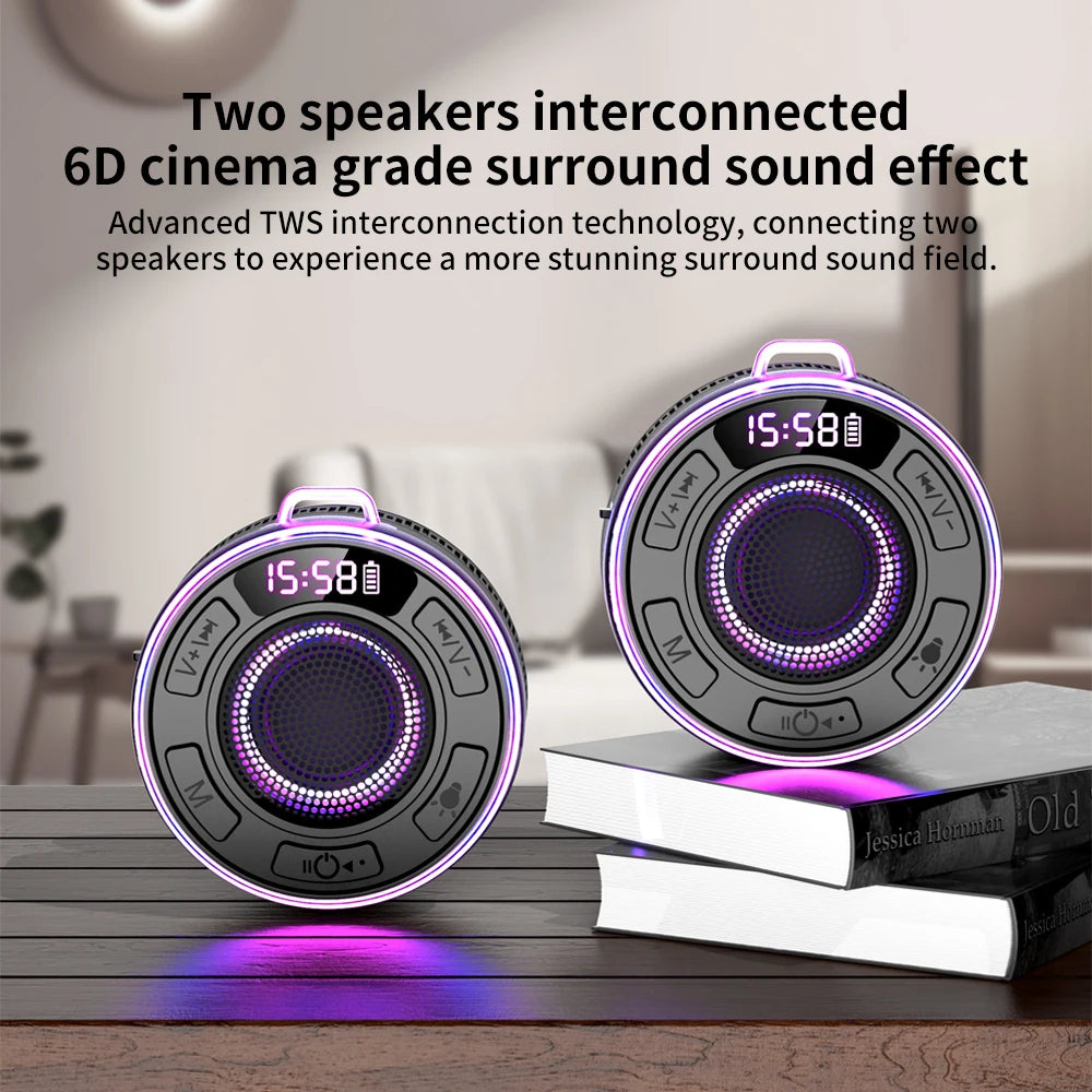 Wireless Bluetooth S3 Speaker IPX7 Waterproof LED Light Strong bass Bluetooth speaker Type-C S3 IPX7 Waterproof 1100mAh with Mic