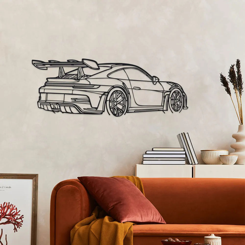 Car Metal Wall Art - Black Metal Carving, Sleek Design with Spoiler & Exhaust Pipes, Easy to Hang Home & Office Decor