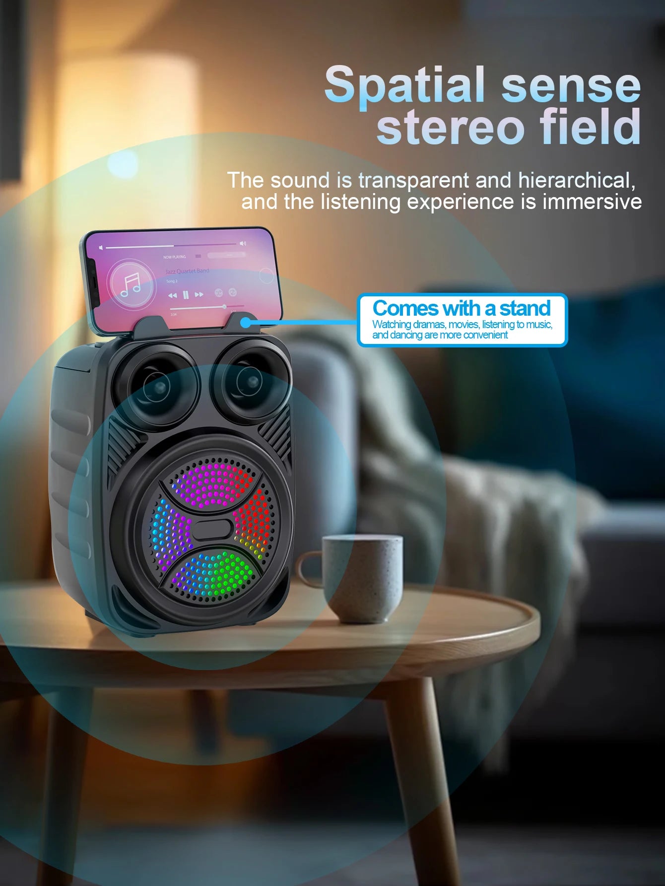 500mAh Bluetooth Speaker Sound box High Power Bluetooth Speakers TF/FM/USB/TWS/BT Handheld Sound Subwoofers For Dancing