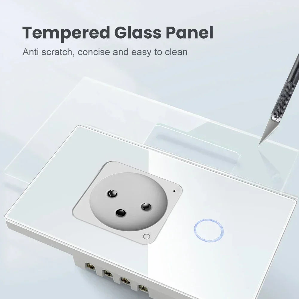 Melery Israel Wall Socket Wifi Smart Light Switch Tuya Plug Electrical Outlet Touch Glass Panel Intelligent Alexa Google Home