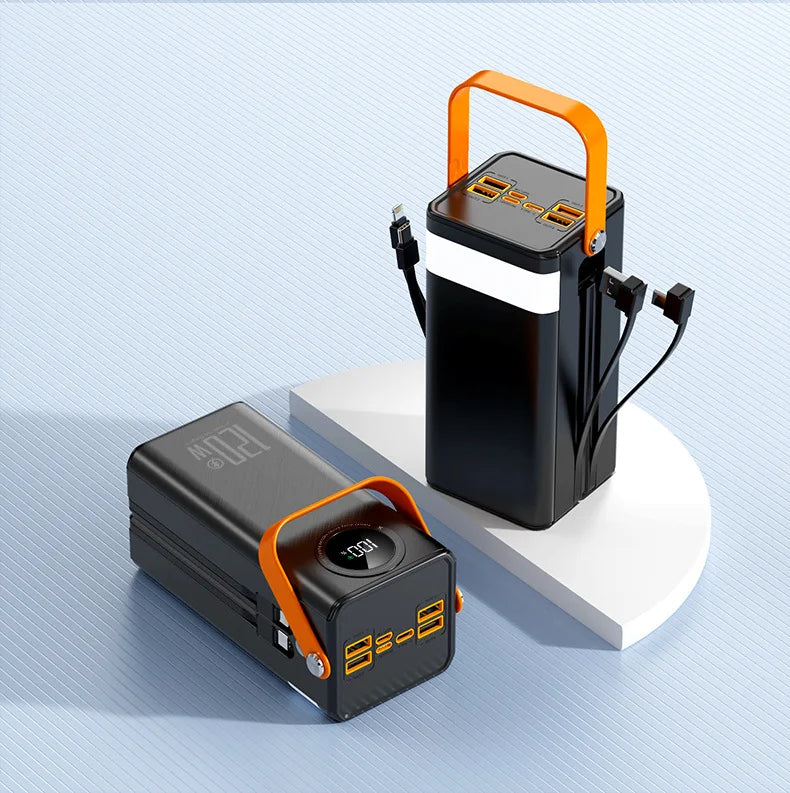 Super Fast Charging 160,000 MAh Power Bank Comes with Line Outdoor Camping Large Capacity BCAK Mobile Power Supply 50000mah