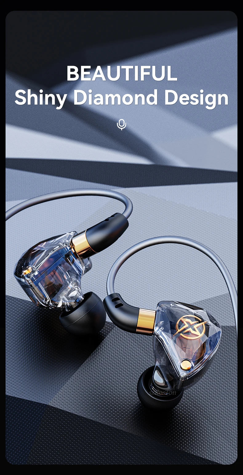 Wired HiFi Headphones with Mini Condenser Microphone Bass Dynamic Earphone Noise-Cancelling Headset for Sports Music Karaoke