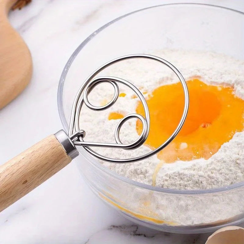 Manual Dough Mixer Danish Dough Whisk Stainless Steel Egg Beater Cake Pastry Flours Blenders Kitchen Baking Blender Tools