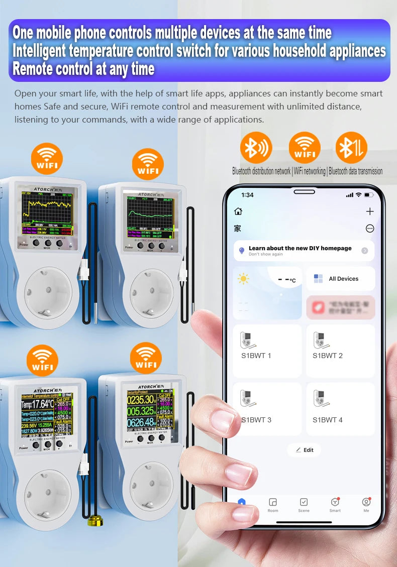 Tuya Wi-Fi Smart Thermostat Socket Outlet Plug Remote Temperature Controller Timer Switch Heating Cooling 3M NTC Sensor 16A