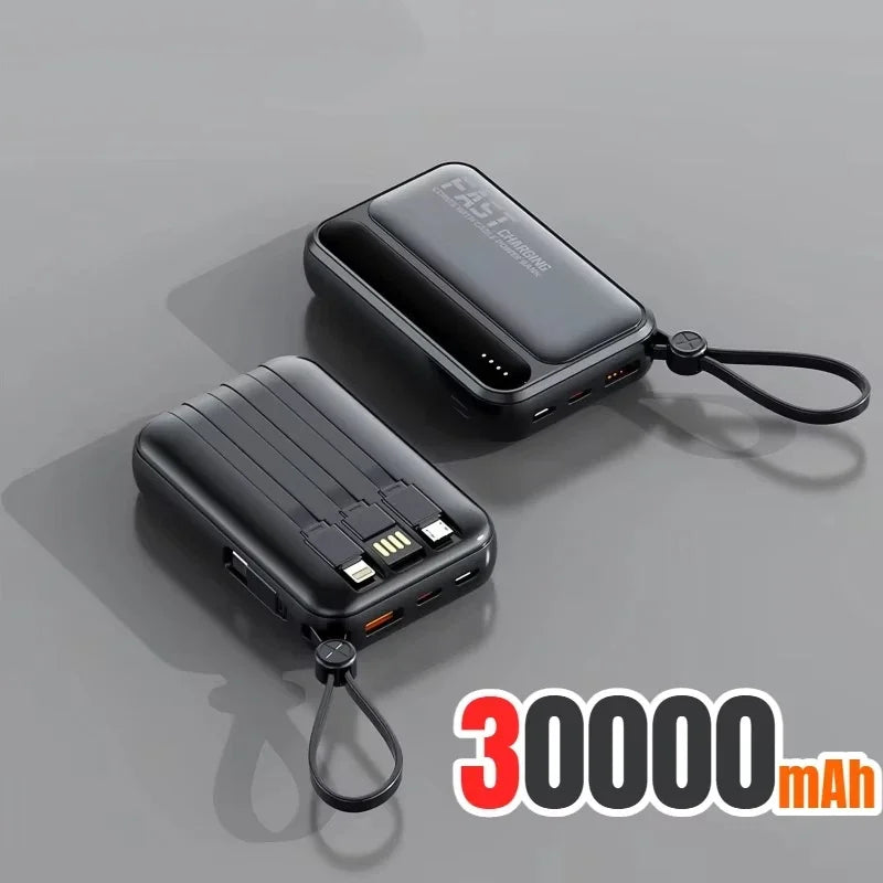 500000mAh Power Bank Large Capacity Built 4 In1 Cables Intelligent Digital Display Portable Battery For iPhone Huawei