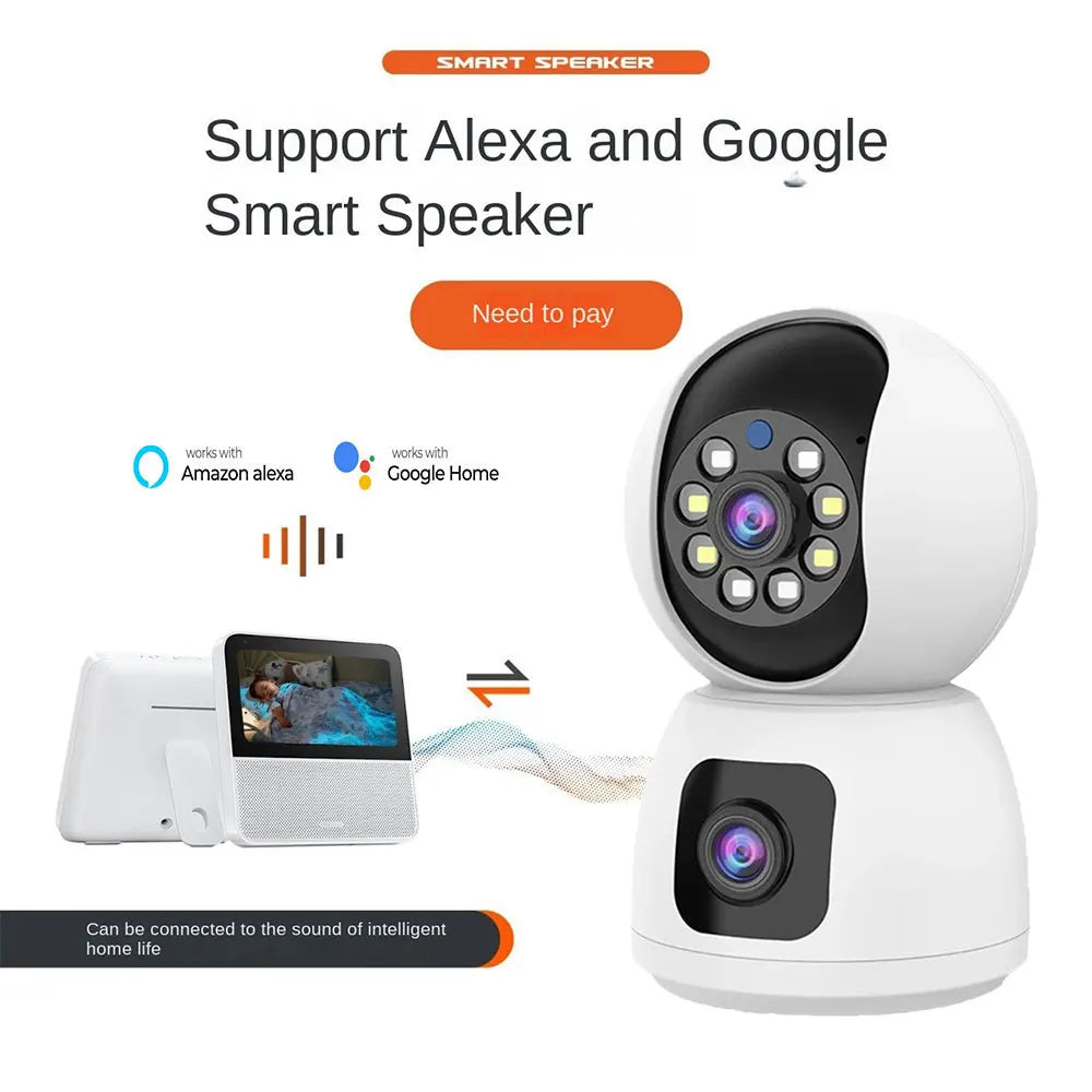 ANSVICAM Tuya Smart 4K 8MP Dual-Lens PTZ Security Camera 5G WiFi Dual-Screen Indoor Cameras AI Auto Tracking Color Night Vision