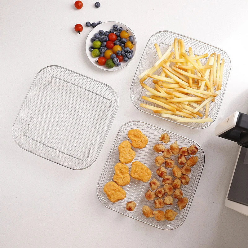Air Fryer Universal Accessories Metal Oven Air Fryer Racks For Baking Stackable Grill Skewer Rack Fit All Airfryer 4.2Qt - 5.8Qt