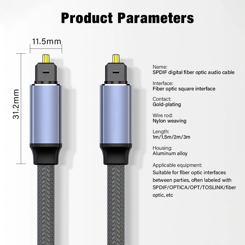 Digital Optical Audio Cable Toslink SPDIF Coaxial Cable for Amplifiers Player Blu-ray Xbox PS4 TV Soundbar Fiber Cable 1m 2m 3m