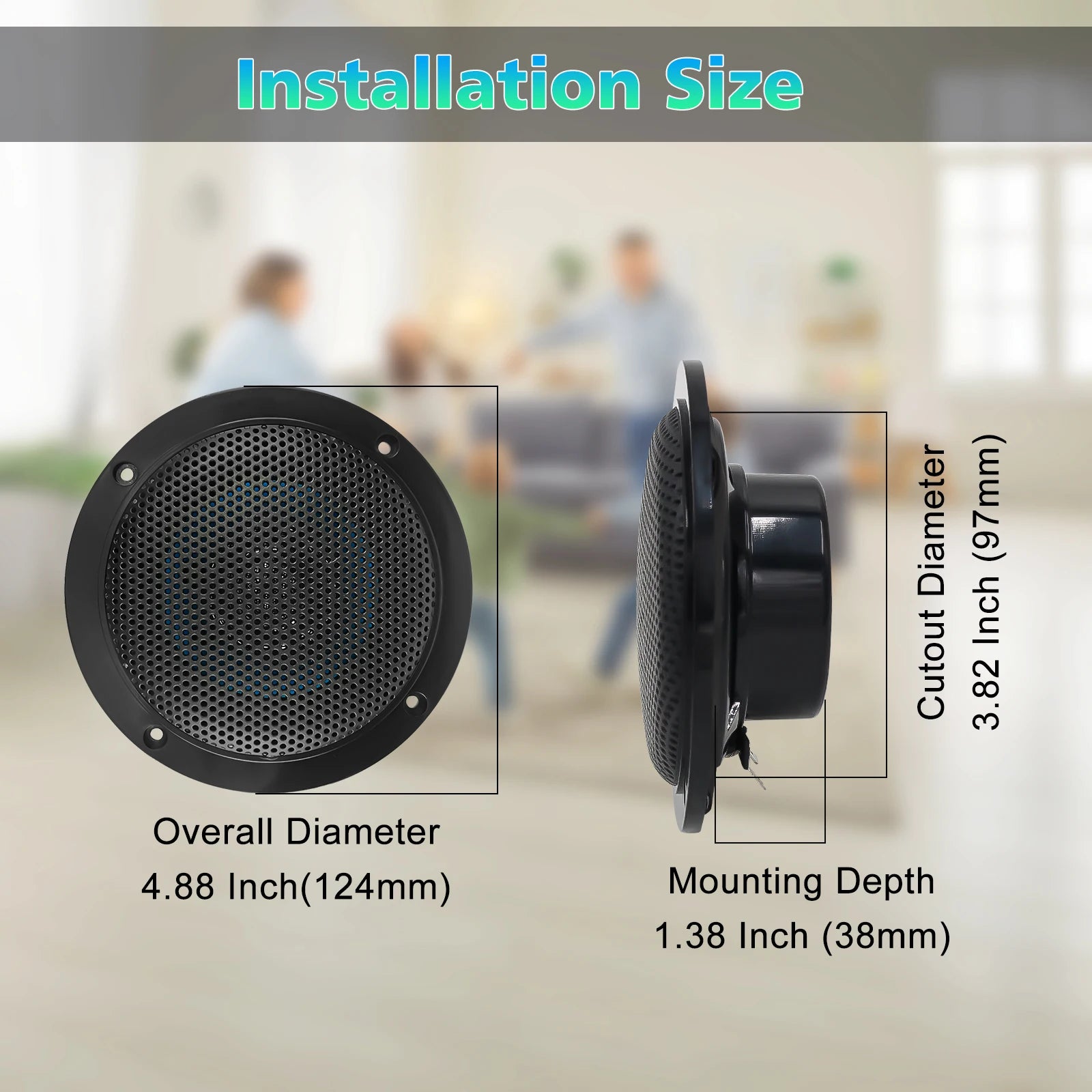 STUDIOFINIX 2PCS 4" Waterproof Ceiling Bluetooth Speakers - 160W Marine Speaker Kit for Bathroom Kitchen Home Outdoor Camper
