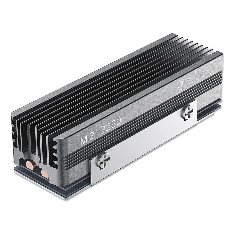 COOLLEO M.2 2280 SSD Heat sink with 14.8W/MK Thermal Pad 2 Heat Pipes Solid State Drive Radiator For M.2 NVMe 2280 SSD Cooler
