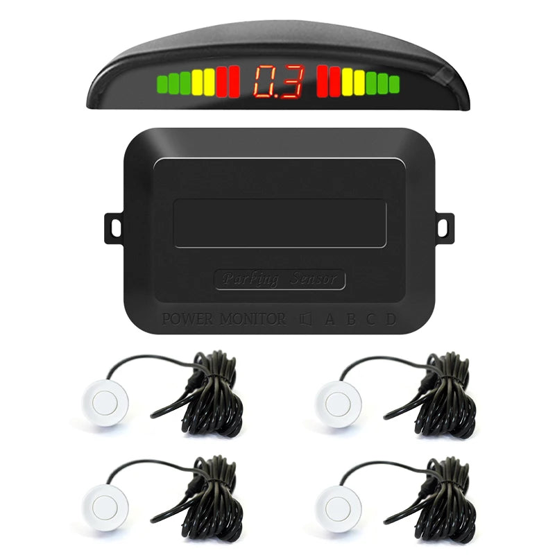 Hippcron 12V Car LED Parking Sensor Parking Kit Display Alarm With 22MM 4 Sensors Backlight Reverse Backup Radar Monitor System