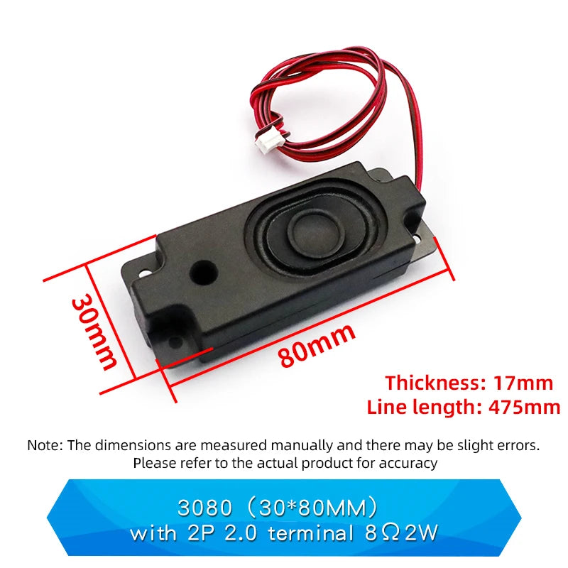 1PCS Audio Portable Speakers 8Ω 2W/3/4/5W 3370 3718 3080 Chamber Speaker  Advertising Machine Passive Speaker with 2P 2.0 Plug