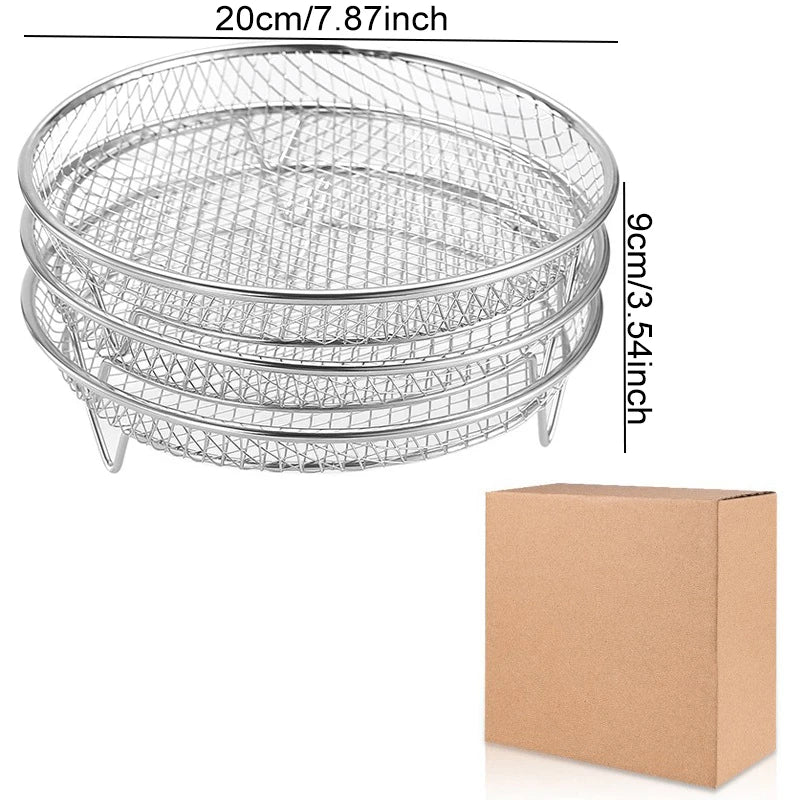 Air Fryer Universal Accessories Metal Oven Air Fryer Racks For Baking Stackable Grill Skewer Rack Fit All Airfryer 4.2Qt - 5.8Qt