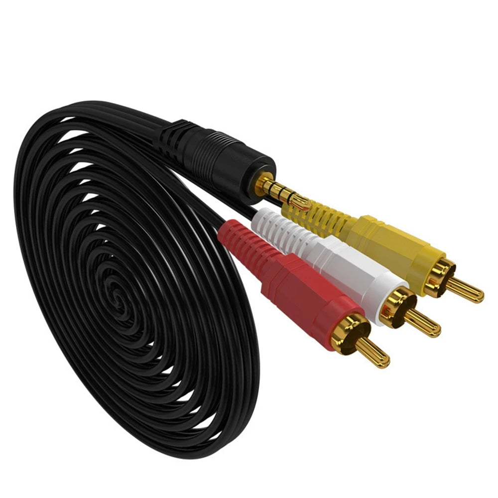 3.5mm to 3RCA to 3RCA 3.5mm to 2RCA to 2RCA Audio Video Cable Gold-Plated AV Cable for TV Amplifier Home Theater Speaker